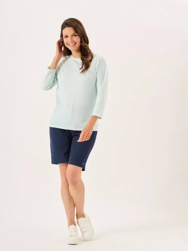 Quba & Co Aqua 3/4 Length Sleeve Wave Print T-Shirt - Walis New