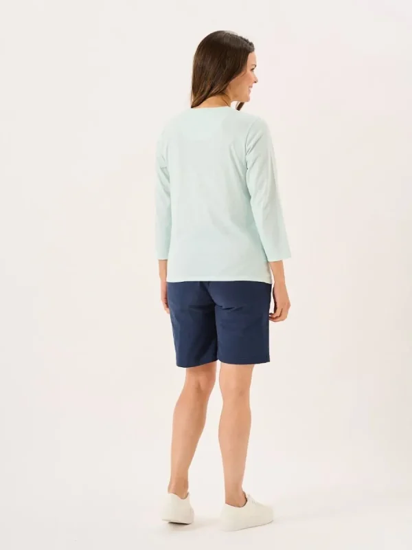 Quba & Co Aqua 3/4 Length Sleeve Wave Print T-Shirt - Walis New