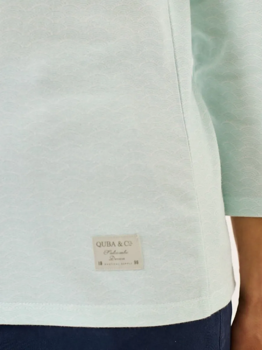aqua__length_sleeve_wave__9.webp Quba & Co Aqua 3/4 Length Sleeve Wave Print T-Shirt - Walis New