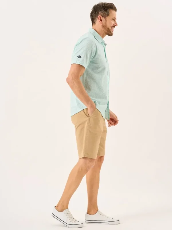 Quba & Co Aqua And White Striped Seersucker Short Sleeve Shirt - Durst Online