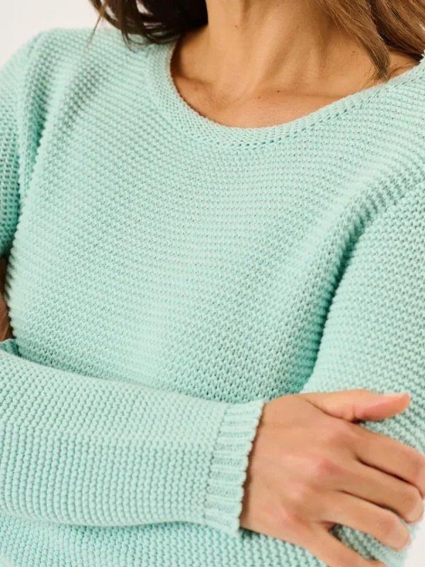 Quba & Co Aqua Pearl Stitch Cotton Knitted Jumper - Skylar Online