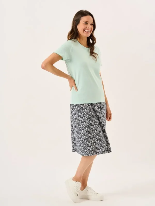 Quba & Co Aqua Short Sleeve Dobby Lace Trim T-Shirt - Nola Best