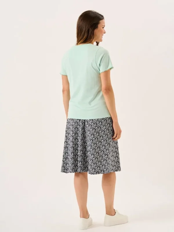 Quba & Co Aqua Short Sleeve Dobby Lace Trim T-Shirt - Nola Best