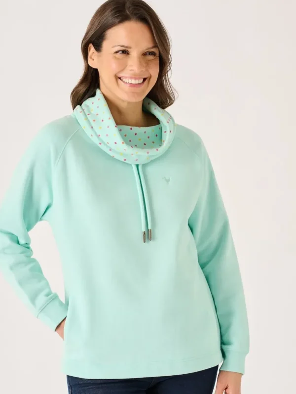 Quba & Co Aqua Wrap Cowl Neck Ladies Sweatshirt - Sutton New
