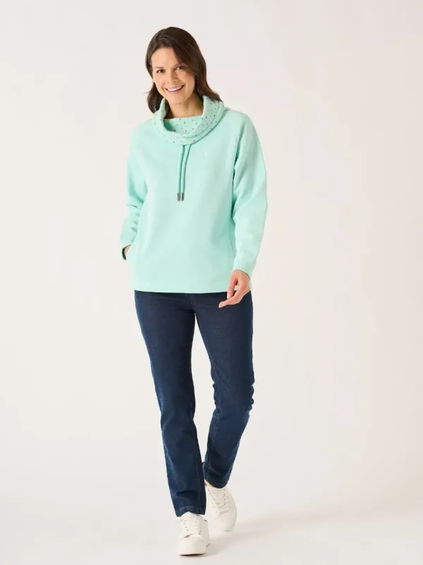 Quba & Co Aqua Wrap Cowl Neck Ladies Sweatshirt - Sutton New