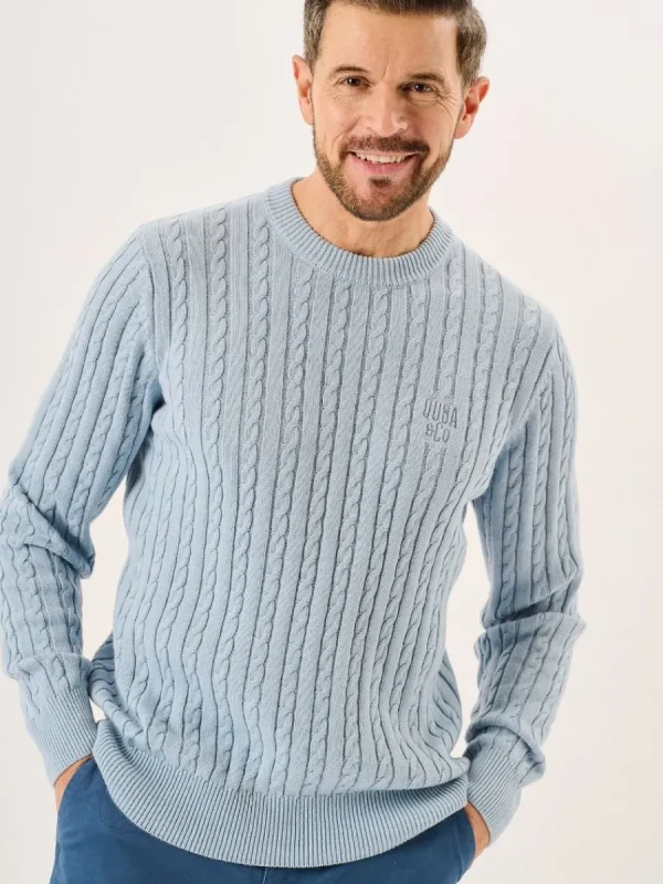 Quba & Co Ash Blue Cable Knit Lifestyle Jumper - Morston (XXL) New