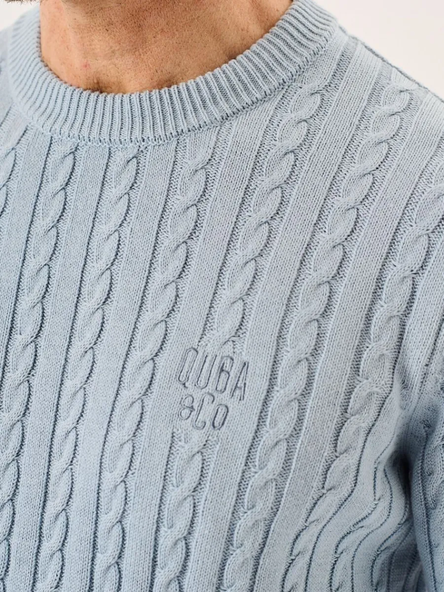 ash_blue_cable_knit_lifes_1.webp Quba & Co Ash Blue Cable Knit Lifestyle Jumper - Morston (XXL) New