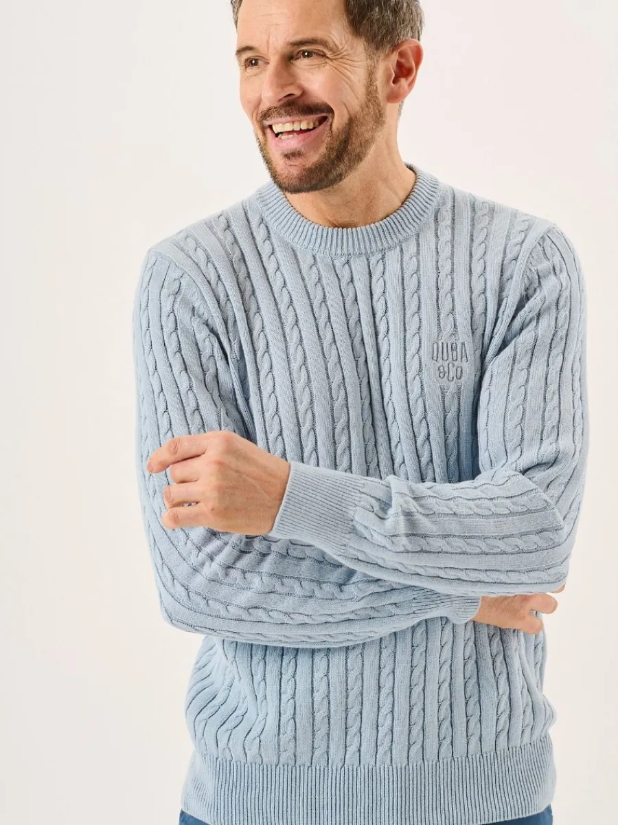 ash_blue_cable_knit_lifes_3.webp Quba & Co Ash Blue Cable Knit Lifestyle Jumper - Morston (XXL) New