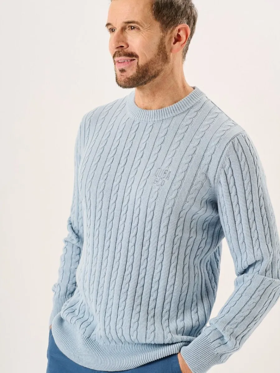 ash_blue_cable_knit_lifes_4.webp Quba & Co Ash Blue Cable Knit Lifestyle Jumper - Morston (XXL) New