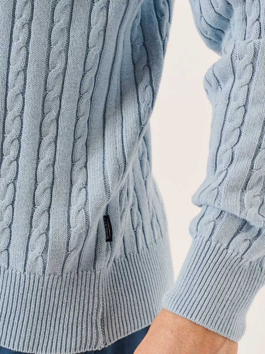 ash_blue_cable_knit_lifes_9.webp Quba & Co Ash Blue Cable Knit Lifestyle Jumper - Morston (XXL) New