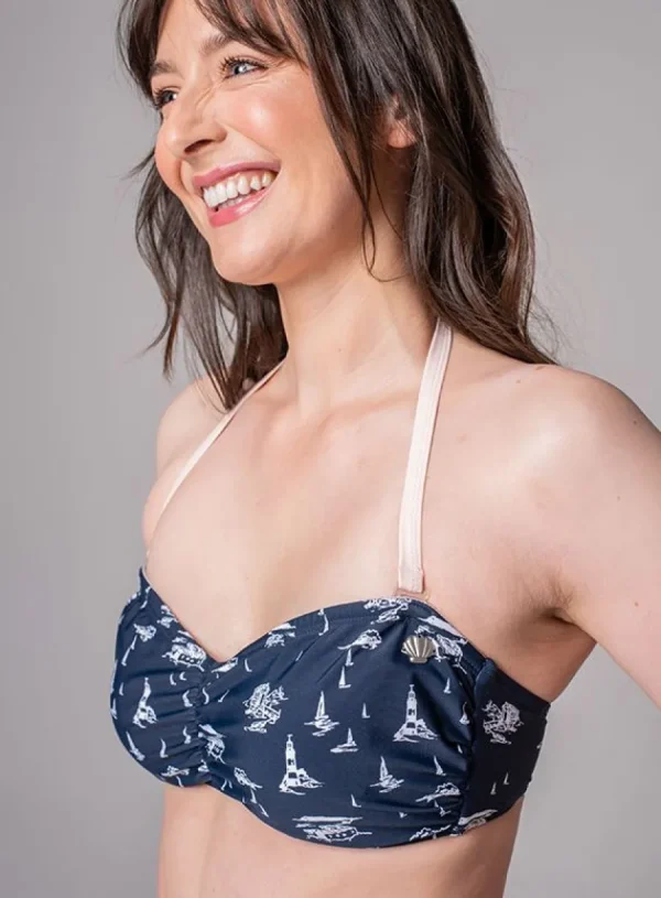Quba & Co Aubrey Nautical Print Bikini Top - Deep Navy Online