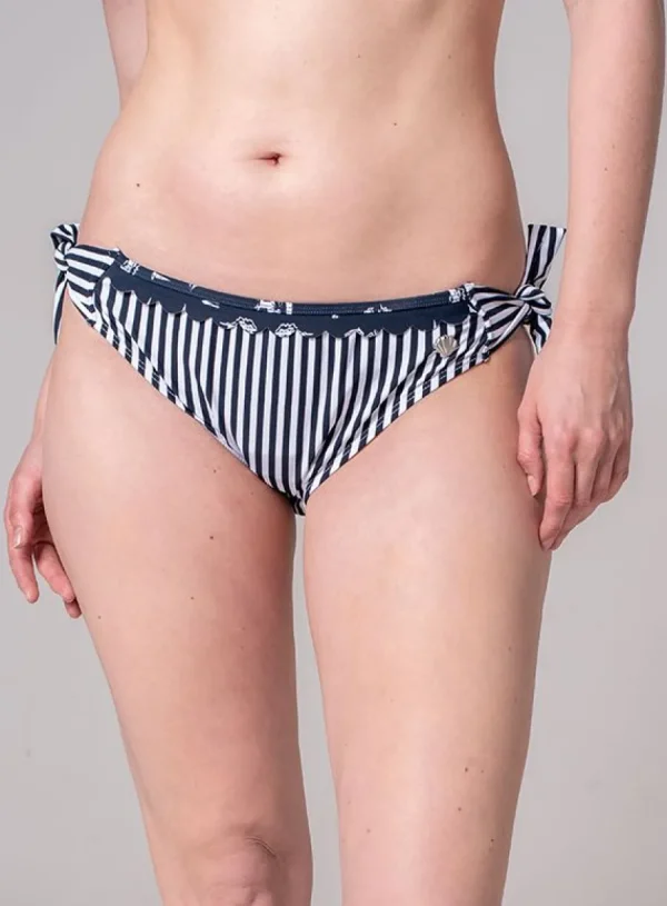 Quba & Co Bali Striped Bikini Briefs - Deep Navy Clearance