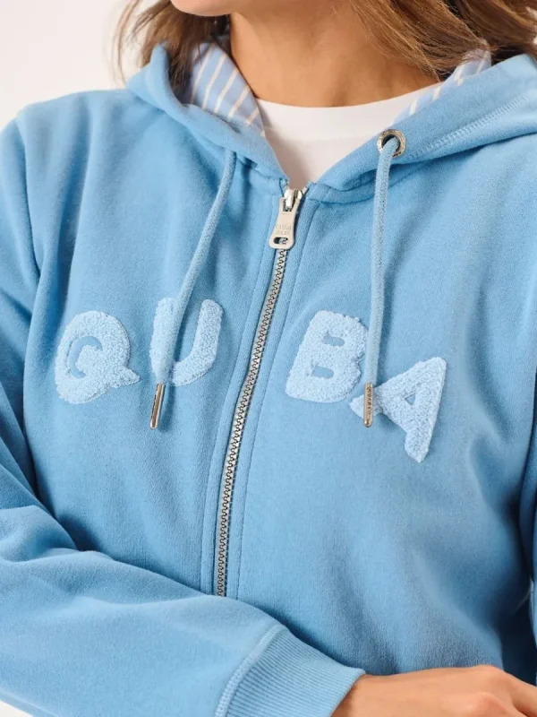 Quba & Co Ballard Zip Through Hoodie in Blue Clearance