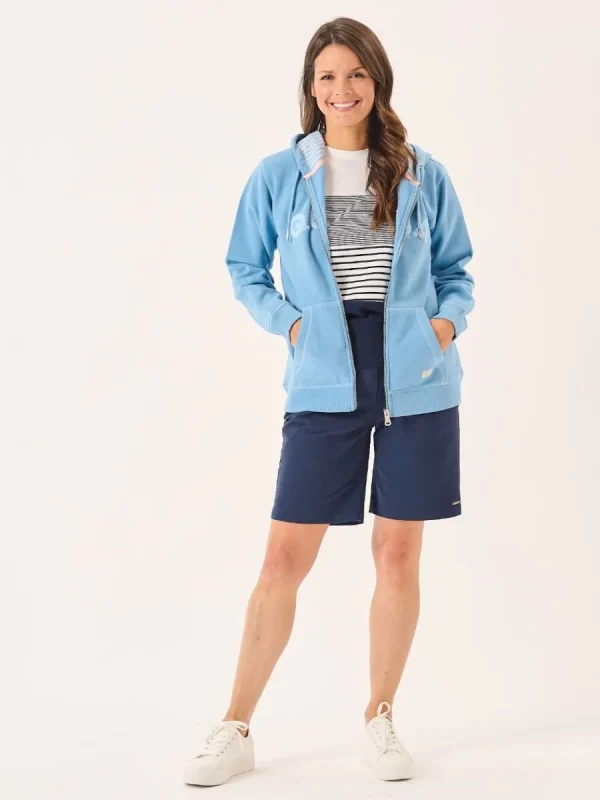 Quba & Co Ballard Zip Through Hoodie in Blue Clearance