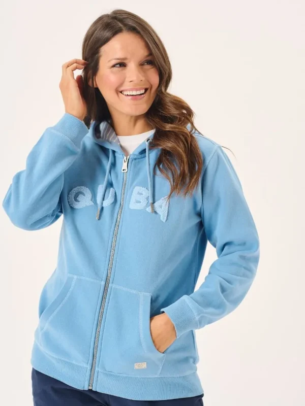 Quba & Co Ballard Zip Through Hoodie in Blue Clearance