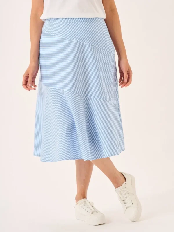 Quba & Co Blue & White Striped Panelled Midi Skirt - Avaline Sale