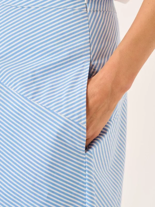 Quba & Co Blue & White Striped Panelled Midi Skirt - Avaline Sale