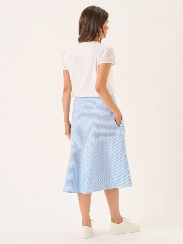 Quba & Co Blue & White Striped Panelled Midi Skirt - Avaline Sale