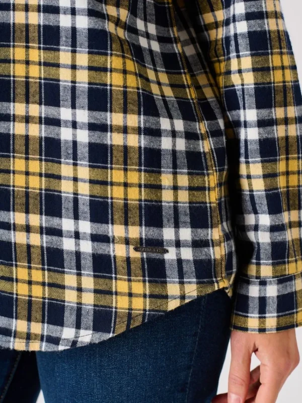 Quba & Co Blue and Ochre Long Sleeved Checked Shirt - Ladies - Jalas Best
