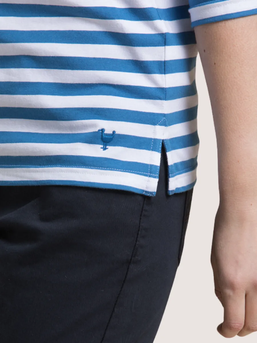 blue_and_white__sleeve_ya_2.webp Quba & Co Blue And White 3/4 Sleeve Yarn Dyed T-Shirt - Marni Fashion