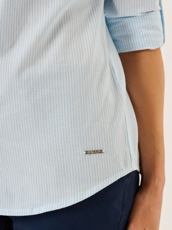Quba & Co Blue And White Long Sleeved Striped Shirt - Saranda Hot