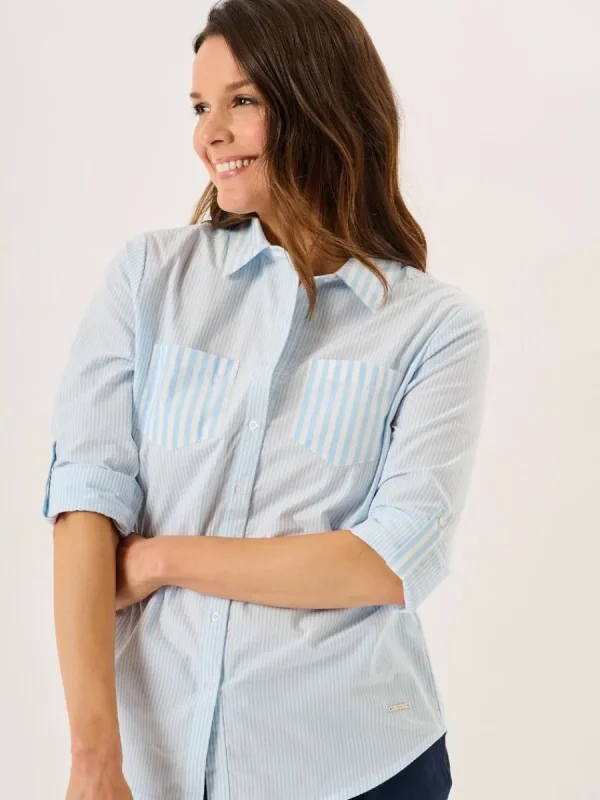 Quba & Co Blue And White Long Sleeved Striped Shirt - Saranda Hot