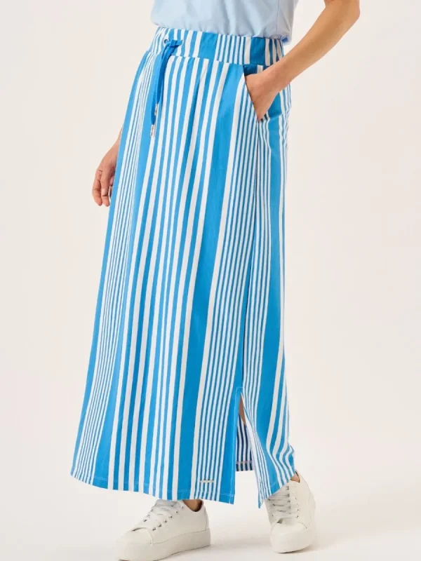 Quba & Co Blue And White Striped Jersey Maxi Skirt - Marlowe Clearance