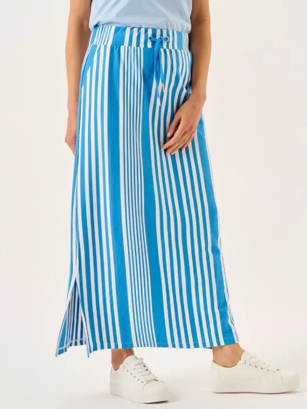 Quba & Co Blue And White Striped Jersey Maxi Skirt - Marlowe Clearance