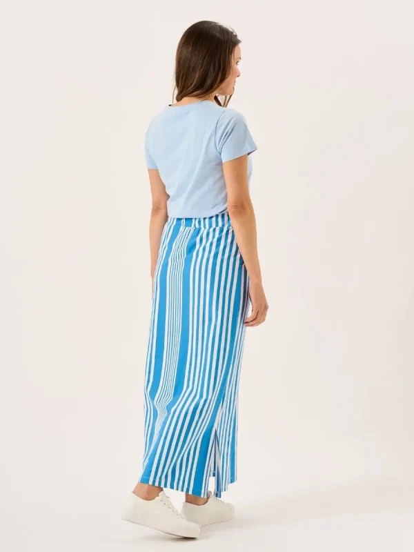 Quba & Co Blue And White Striped Jersey Maxi Skirt - Marlowe Clearance