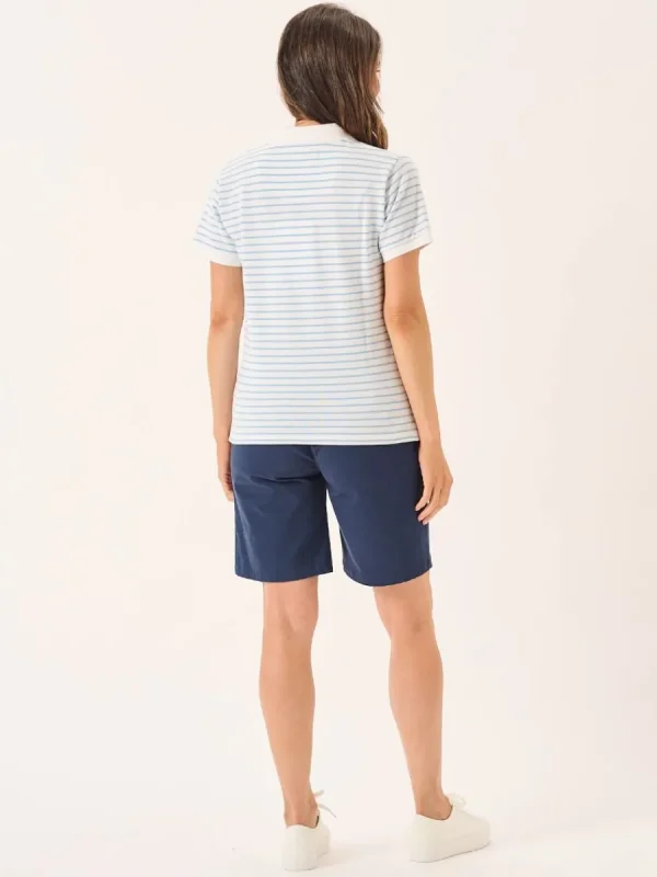 Quba & Co Blue And White Striped Ladies Polo Shirt - Petras Outlet