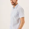 Quba & Co Blue And White Striped Seersucker Short Sleeve Shirt - Durst Best