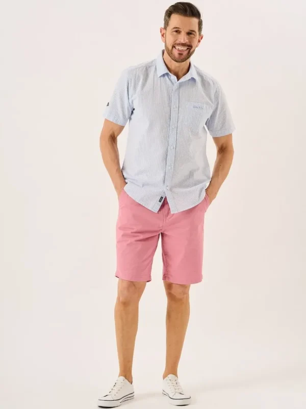 Quba & Co Blue And White Striped Seersucker Short Sleeve Shirt - Durst Best