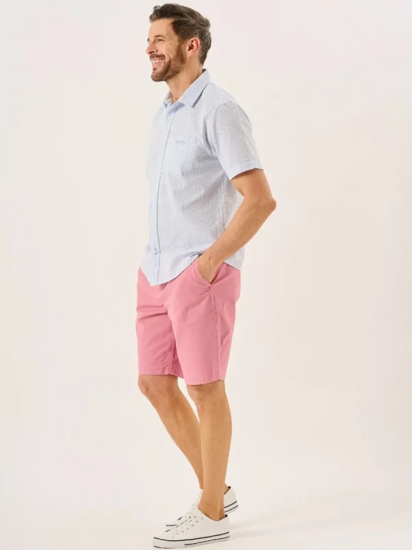 Quba & Co Blue And White Striped Seersucker Short Sleeve Shirt - Durst Best