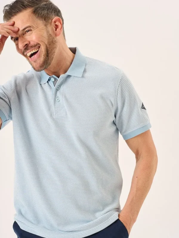 Quba & Co Blue And White Textured Design Polo Shirt - Hawke Online