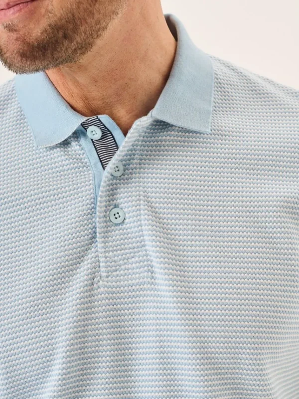 Quba & Co Blue And White Textured Design Polo Shirt - Hawke Online