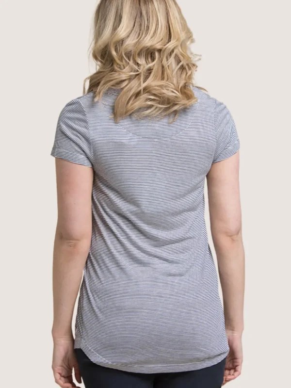 Quba & Co Blue And White Viscose Striped T-Shirt - Vivca Fashion