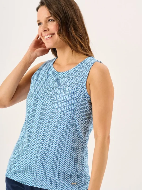 Quba & Co Blue Geometric Print Jersey Vest - Braye Discount