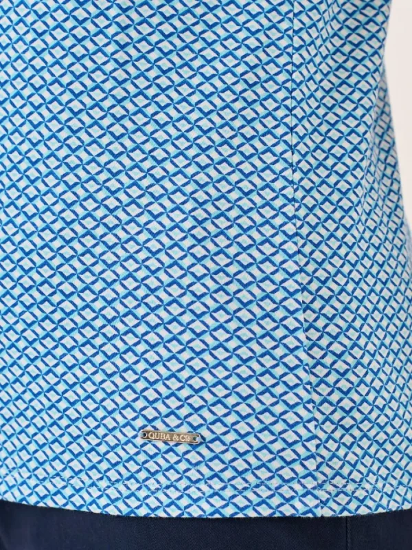 Quba & Co Blue Geometric Print Jersey Vest - Braye Discount