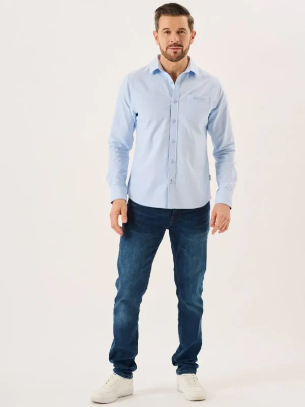 Quba & Co Blue Long Sleeve Oxford Shirt - Orson Fashion