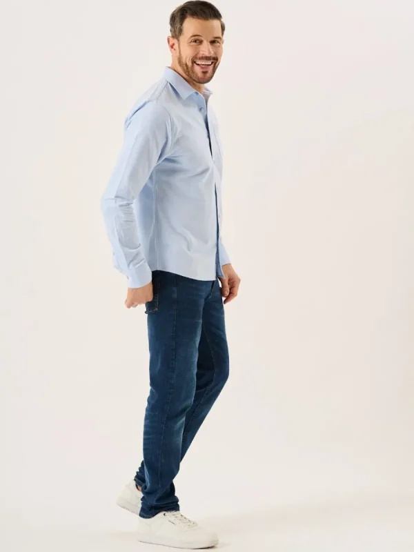 Quba & Co Blue Long Sleeve Oxford Shirt - Orson Fashion