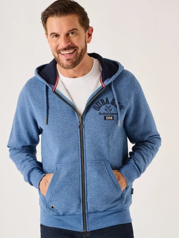 Quba & Co Blue Marl Zip Through Quba And Co Hoodie - Yardley Outlet