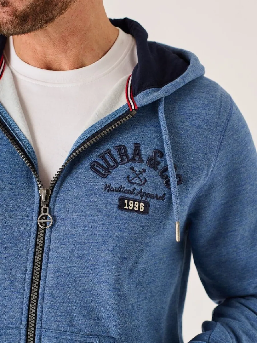 blue_marl_zip_through_qub_1.webp Quba & Co Blue Marl Zip Through Quba And Co Hoodie - Yardley Outlet