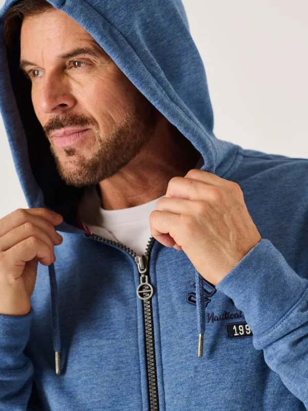 Quba & Co Blue Marl Zip Through Quba And Co Hoodie - Yardley Outlet