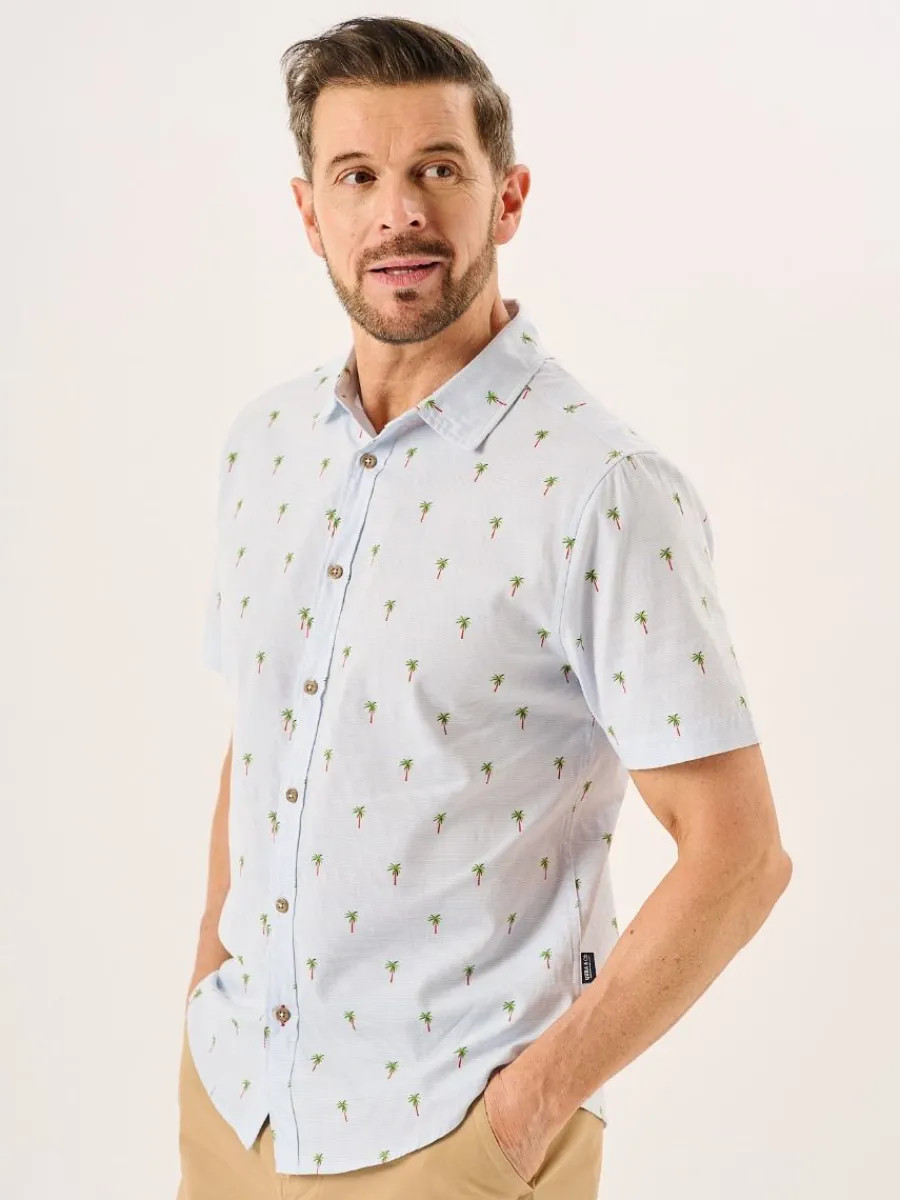 blue_palm_tree_print_shor_3.webp Quba & Co Blue Palm Tree Print Short Sleeve Shirt - Palermo Sale