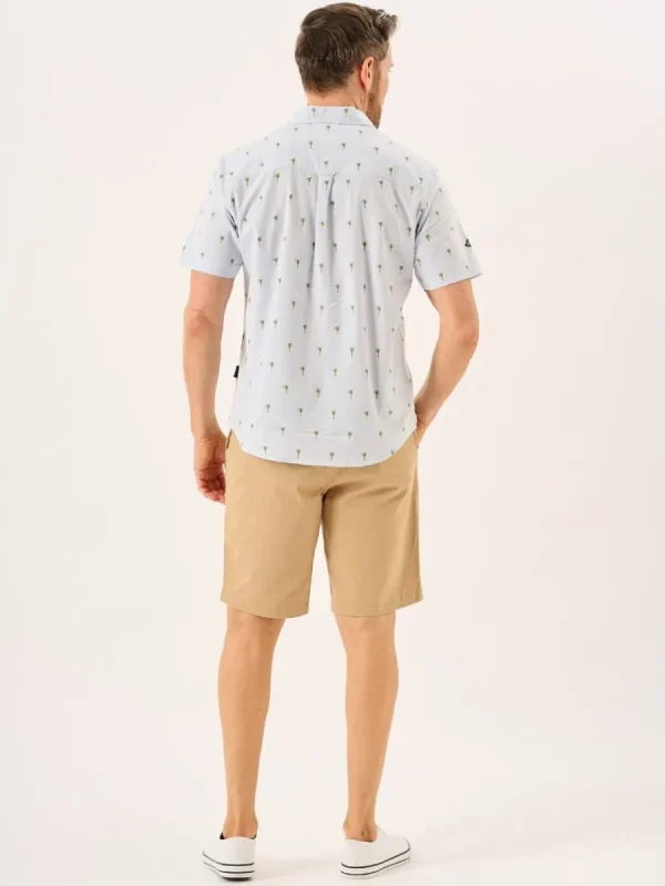 Quba & Co Blue Palm Tree Print Short Sleeve Shirt - Palermo Sale