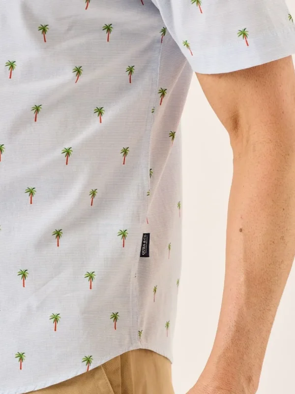 Quba & Co Blue Palm Tree Print Short Sleeve Shirt - Palermo Sale