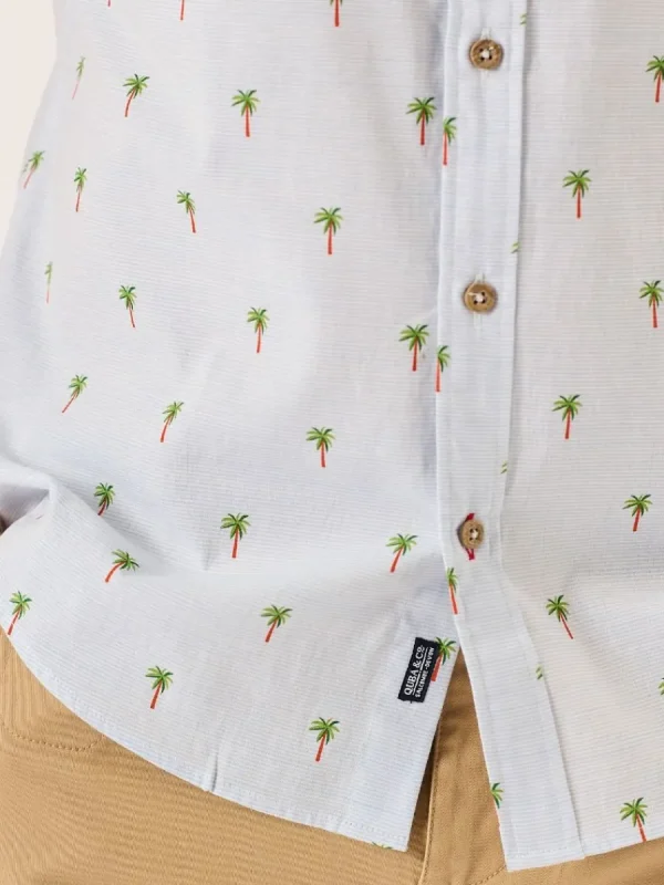 Quba & Co Blue Palm Tree Print Short Sleeve Shirt - Palermo Sale