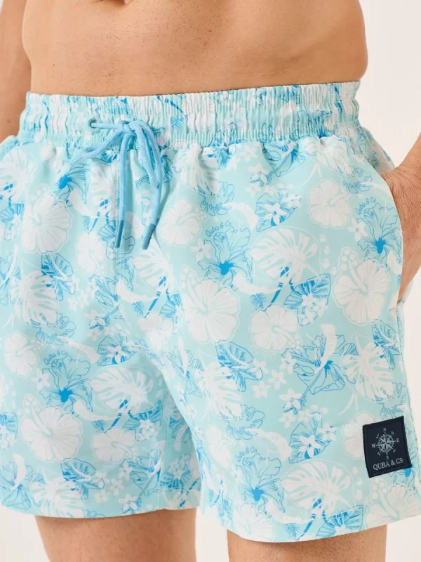 Quba & Co Blue Tropical Print Swim Shorts - Seaford Discount