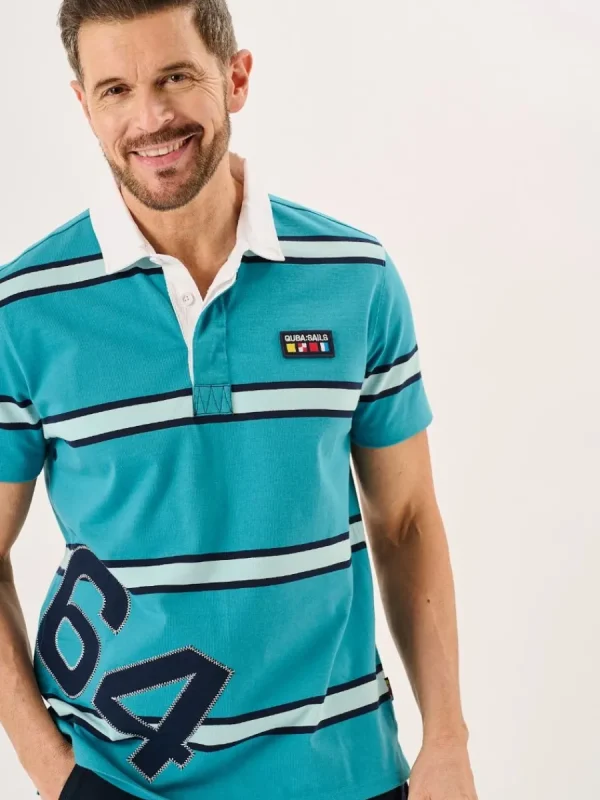 Quba & Co Bright Teal Quba Sails X-Series Short Sleeved Rugby Shirt - Walton Clearance