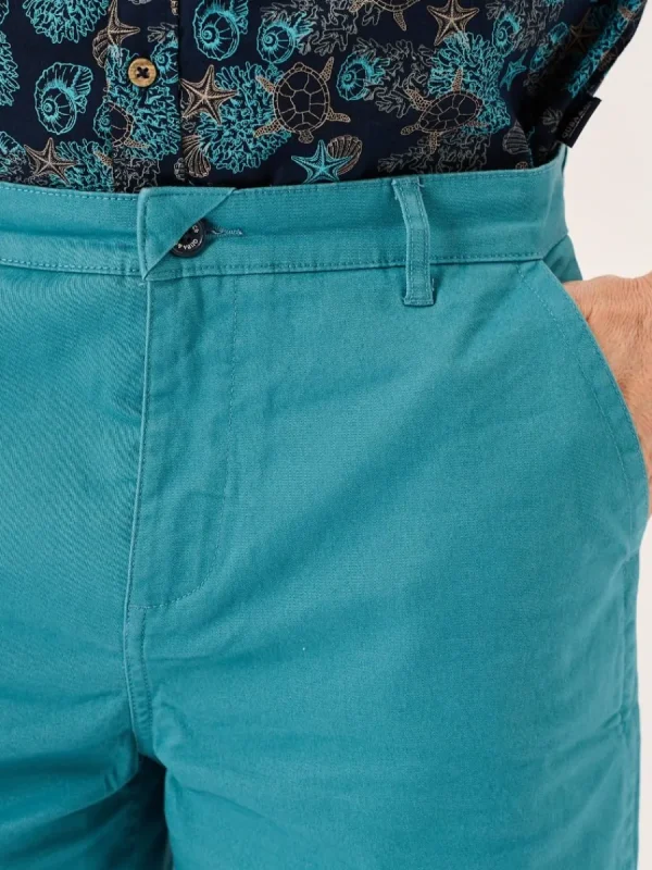 Quba & Co Bright Teal Stretch Chino Shorts - Sandor Online